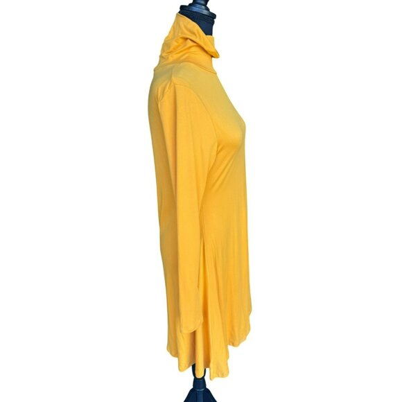 NWT Capella Yellow Minimalist Lagenlook Long Sleeve Turtleneck A-Line Dress  M - Picture 6 of 8